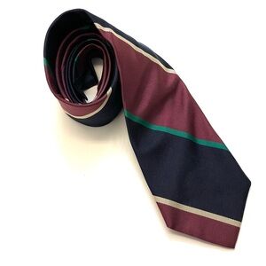 Windsor Vintage Classic Red & Blue Wide Striped Silk Tie